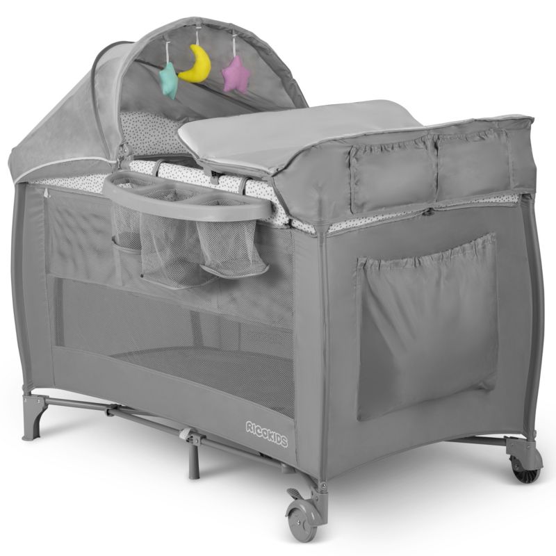 Łóżeczko turystyczne dwupoziomowe Ricokids 724200 składane podróżne + materac + torba 1szt.