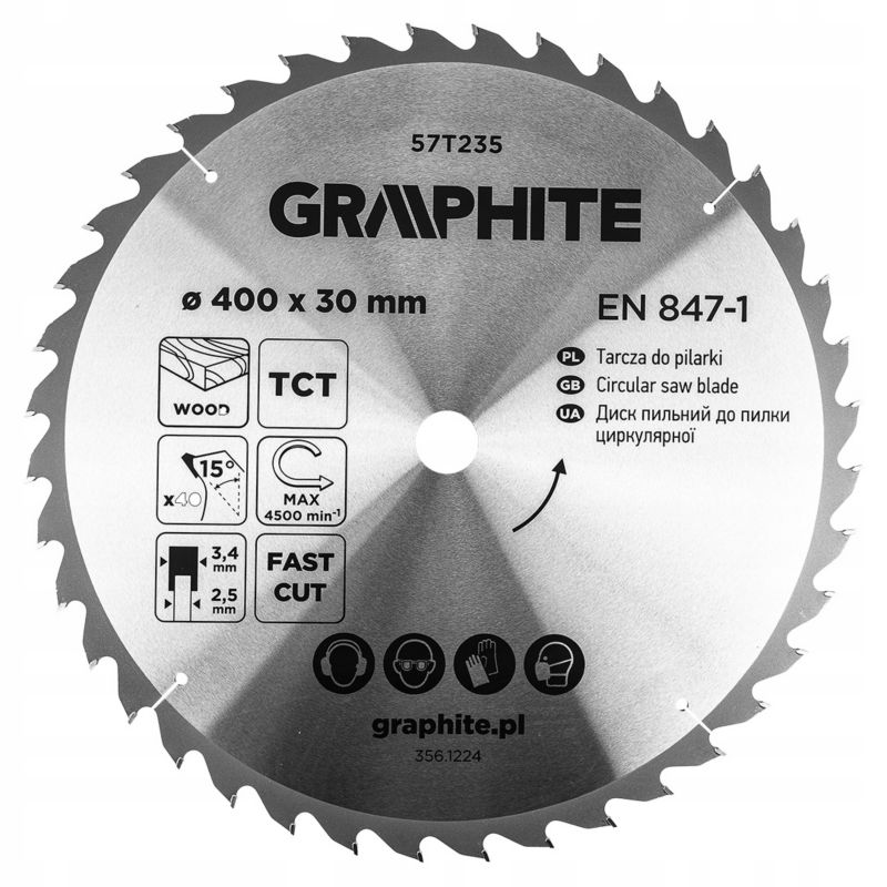 Tarcza do pilarki GRAPHITE widiowa 400 x 30 mm, 40 zębów 1 szt