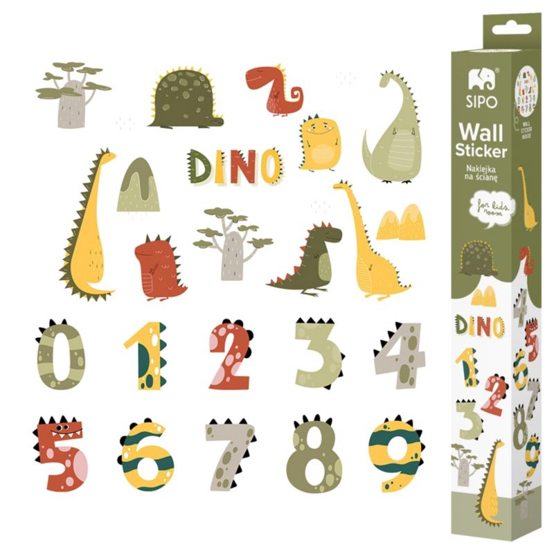 Naklejki na ścianę do pokoju dziecięcego SIPO, cyfry dino, 1 kpl