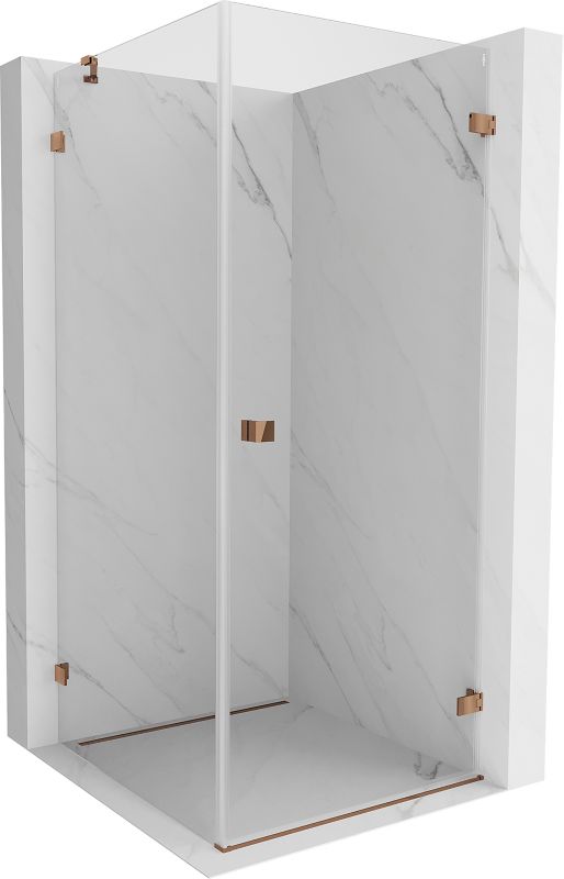 Kabina prysznicowa uchylna Mexen Lunar-B różowe złoto 90x90 cm 832-090-090-60-00-P 1 szt.