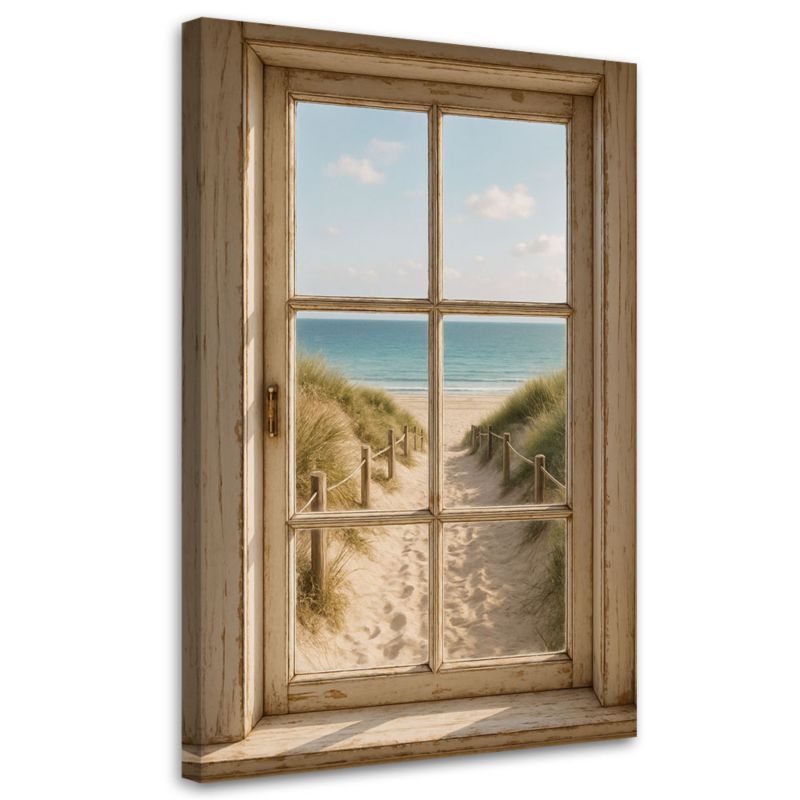 Obraz do salonu Feeby Shabby Chic Widok z okna na plażę 80x120cm 1szt