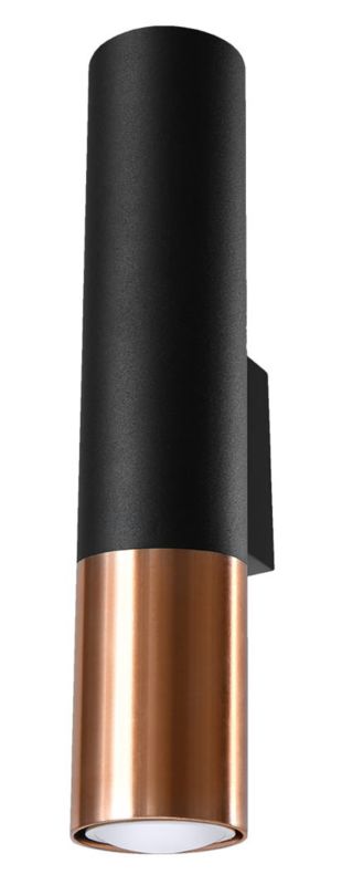 Kinkiet ścienny Sollux Lighting Loopez czarny-miedź 2 x GU10 x 40W IP20 wym: 29 x 8 cm - 1 szt.