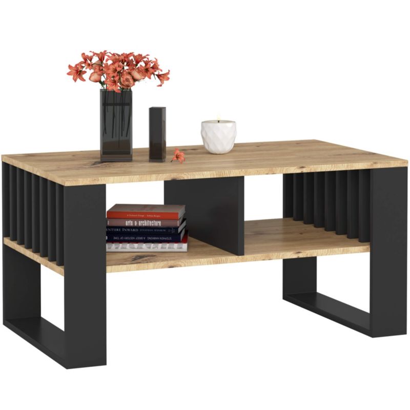 Stolik kawowy Akord Rockford Dąb Artisan 92 cm nogi kolor Czarny 92x53x45 cm 1 szt.