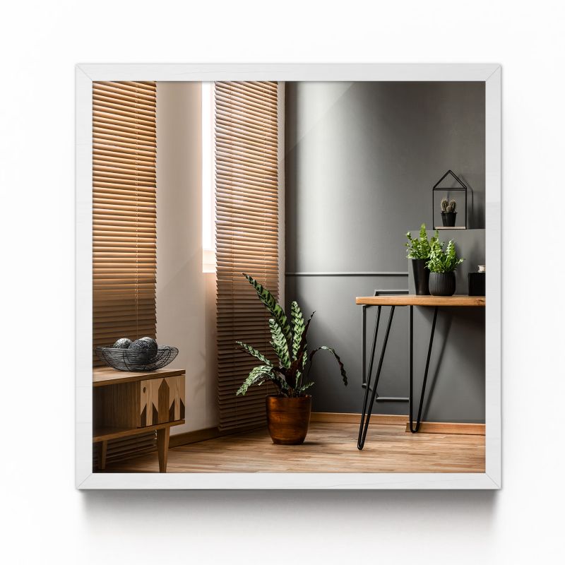 Lustro kwadratowe Tulup 50 x 50 ścienne w białej ramie MDF 1 szt.