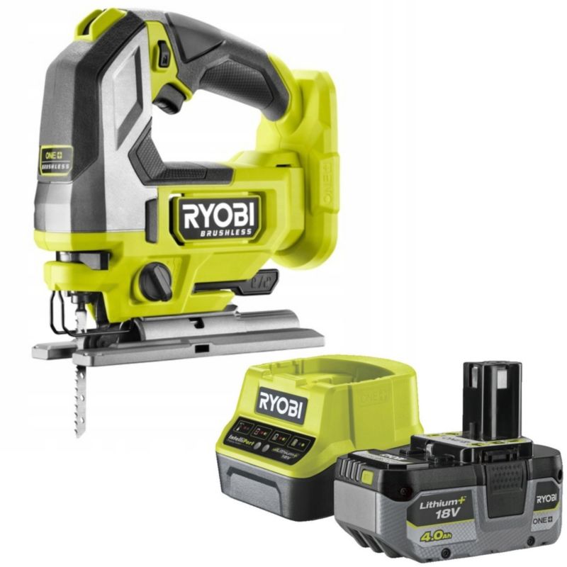 Wyrzynarka Bezszczotkowa + Aku 4Ah + Ładowarka RYOBI ONE+ 18V