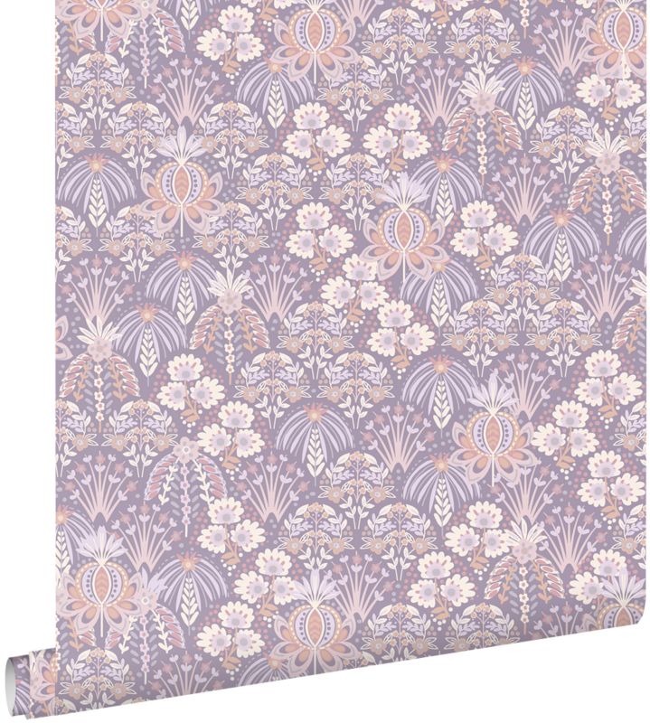 Tapeta ESTAhome vintage kwiaty w stylu secesyjnym liliowo fioletowym 50 x 900 cm - 1 rol.