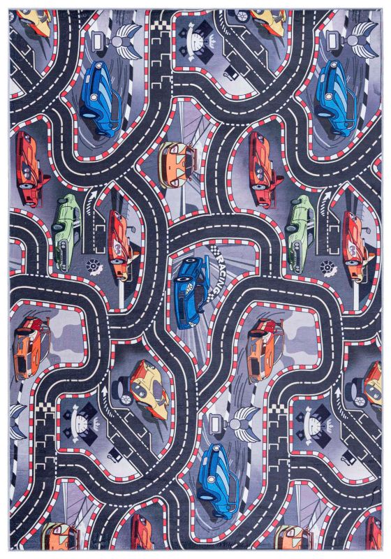 Dywan dziecięcy 140x200cm Flannel B605 Mazovia - grafitowy, szary, ulice, na ogrzewanie podłogowe, 1szt.