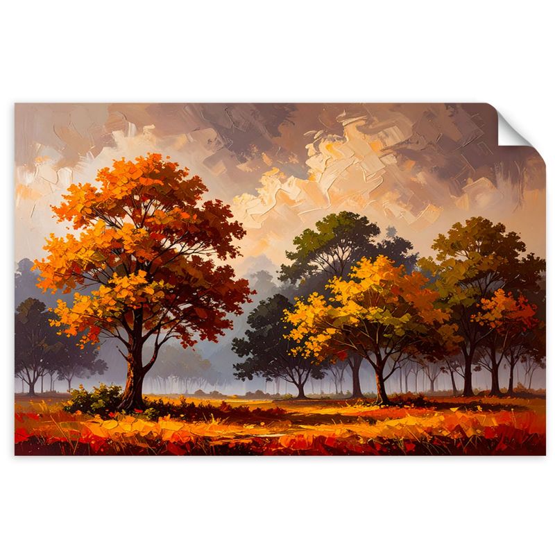 Naklejki samoprzylepne do salonu sypialni Feeby Jesienny Las Drzewa Krajobraz 45x30cm 1szt