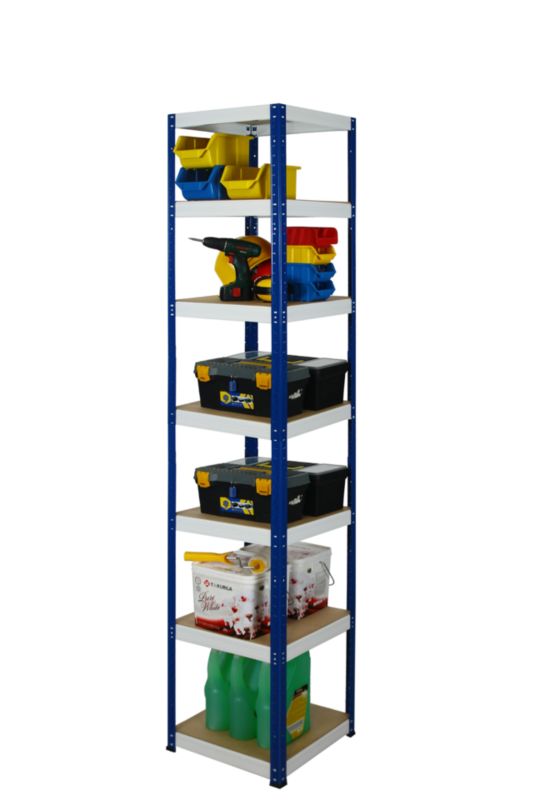 Regał metalowy MODO24 magazynowy niebiesko-biały helios 270x45x45cm 7 półek po 175 kg 1 szt.