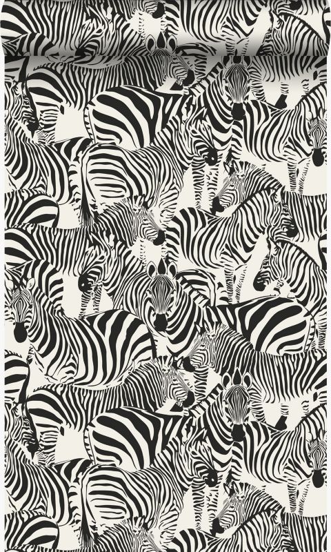Tapeta Origin Wallcoverings zebry czarnymIbiałym 53 cm x 10.05 m - 1 rol.