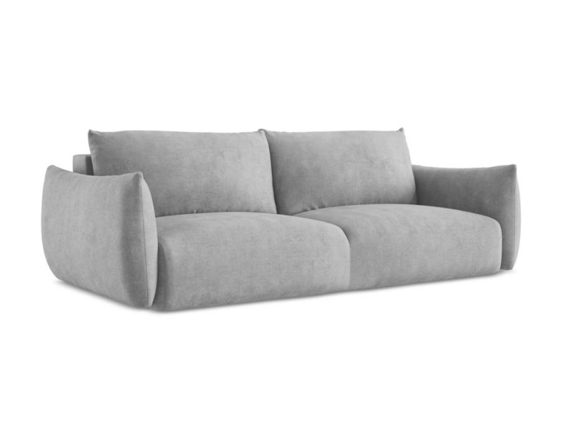 Kanapa 3-osobowa z funkcją spania LaMiaSofa SAVONA z tkaniny szenilowej 230x105 cm jasny szary 1 szt.