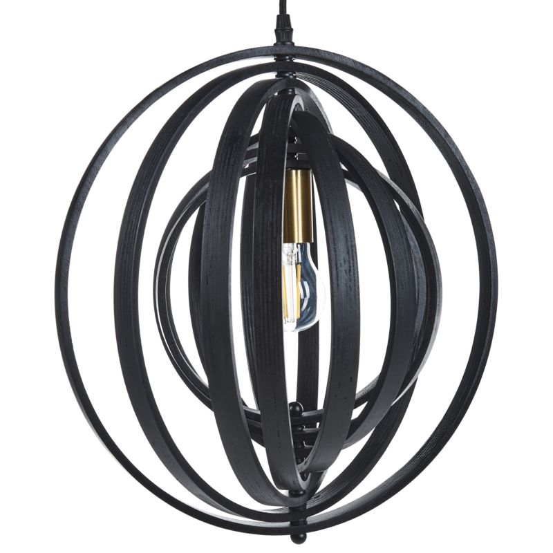 Lampa wisząca Murrell Drewno topolowe Czarny 1 szt.