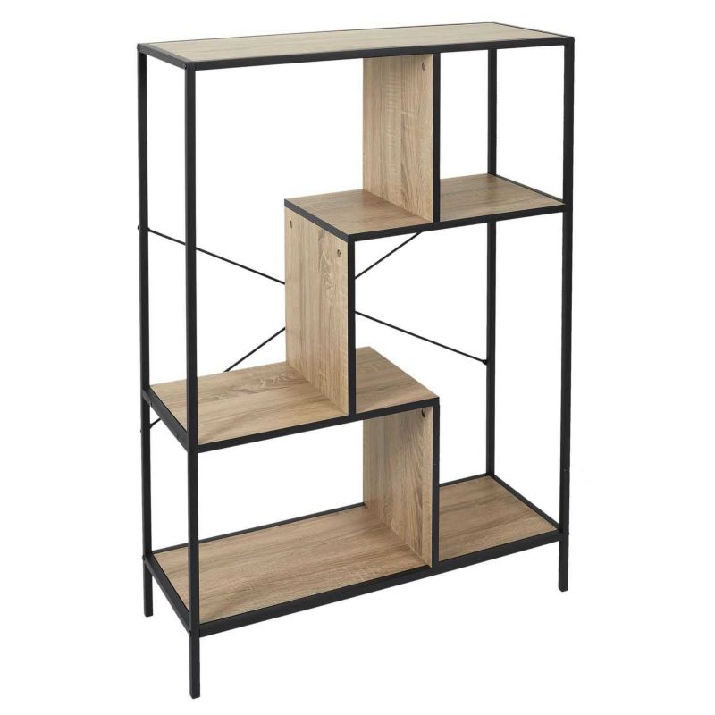 Regał loftowy Rack M na książki i dekoracje INTESI metalowy czarny 80 cm do salonu 1 szt.