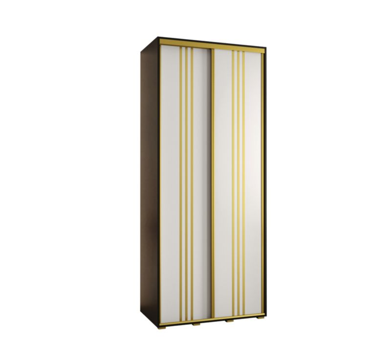 Szafa przesuwna Abiks DAVOS 6 wysoka szer.100cm gł.60cm biały/czarny/złoty 1szt.