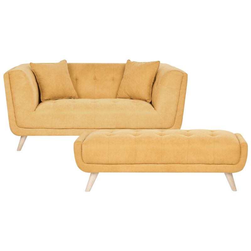 Sofa dla 2 osób Habo Musztardowy z otomaną 1 szt.