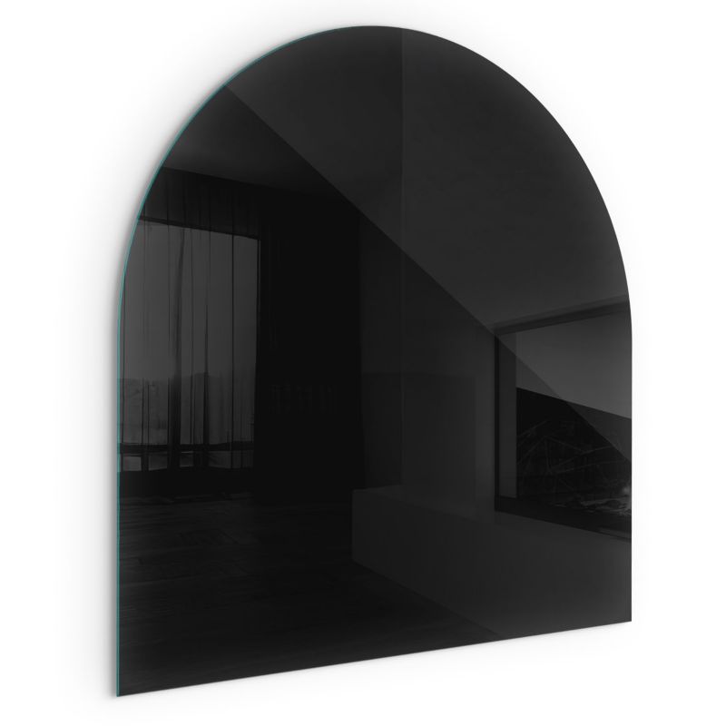 Szklana Podkładka Pod Kominek Półowalny Wallfluent 100x100 cm Głęboki grafitowy 1 szt.