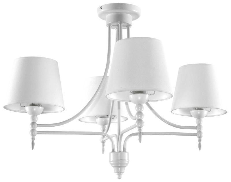 Lampa wisząca EDYLIT żyrandol vintage retro białe abażury 4xE27 ARTURO BIANCO 11-841 1 szt.