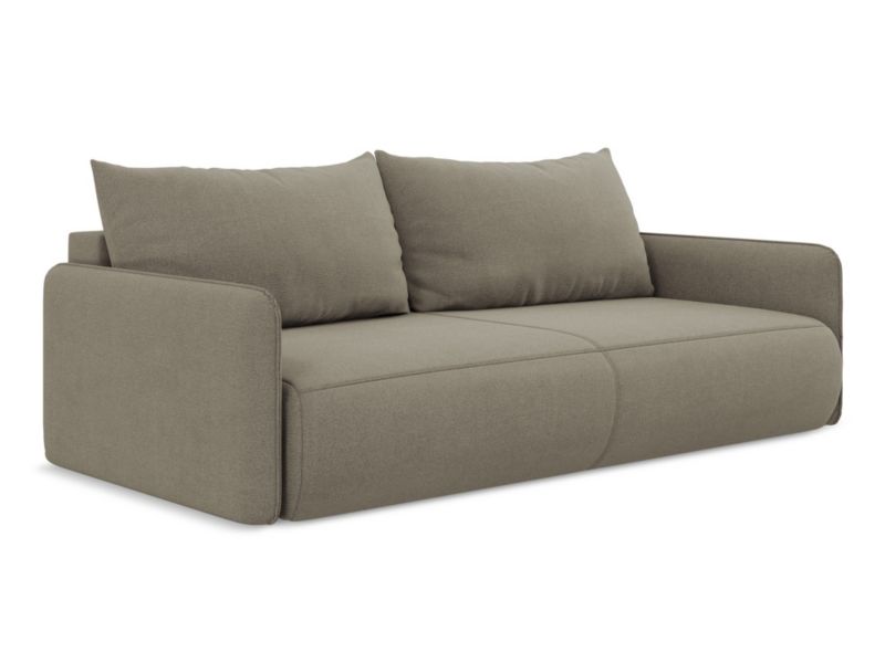 Kanapa 3-osobowa z funkcją spania LaMiaSofa PALERMO z tkaniny strukturalnej 216x105 cm ciemny beż 1 szt.