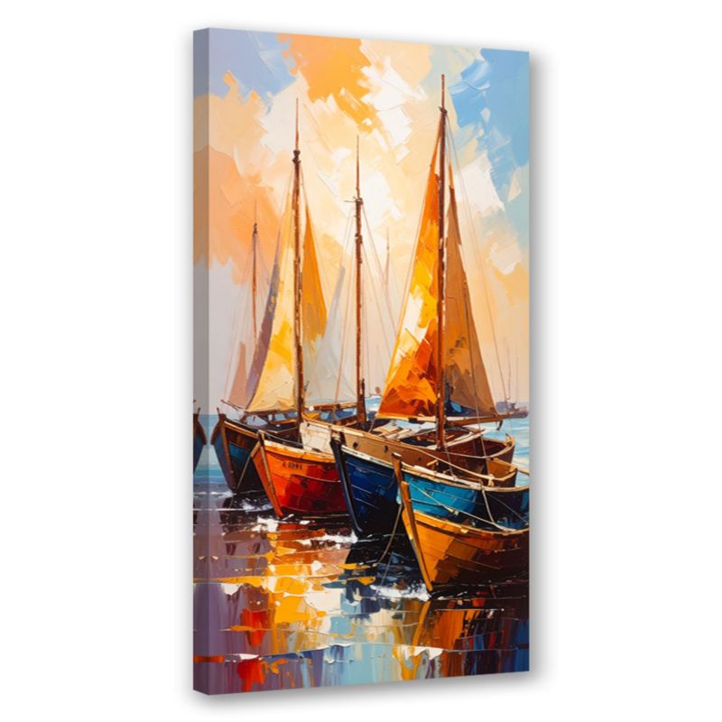 Obraz nowoczesny do salonu biura Feeby Statki Łodzie w porcie morskim 60x120cm 1szt