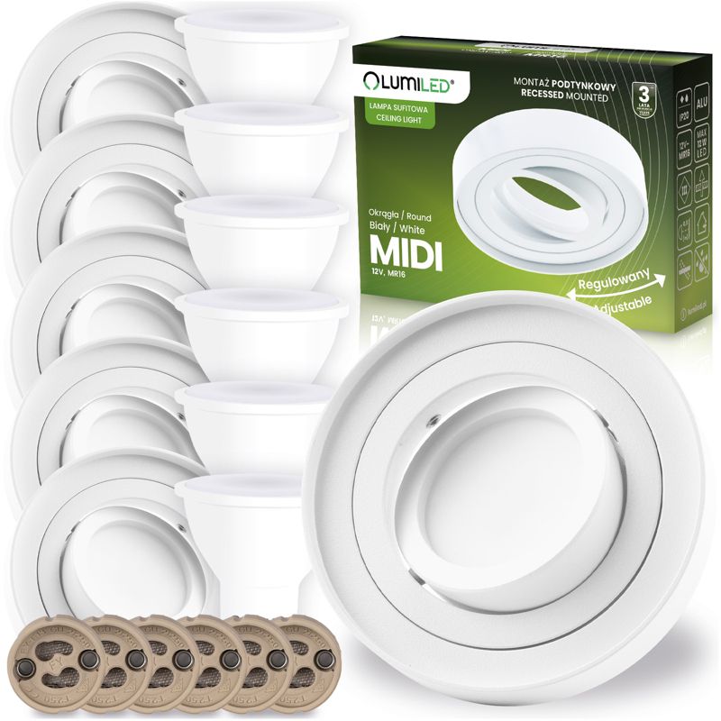 Oprawa Halogenowa Lumiled Oczko Ruchoma Okrągła Biała GU10 6W 3000K 6 szt.