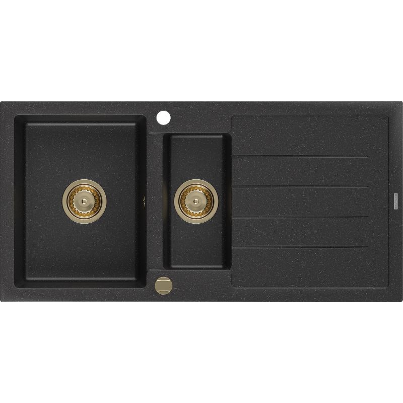 Zlewozmywak wpuszczany Mexen Andres 1,5-komorowy czarny/srebrny metalik 1000x500 mm - 6515101510-73 1 szt.