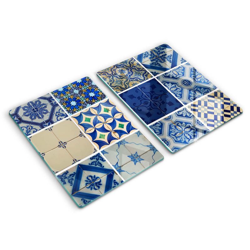 Szklana deska do krojenia Wallfluent 40x52 cm Ozdobne kafelki płytki 2 szt.