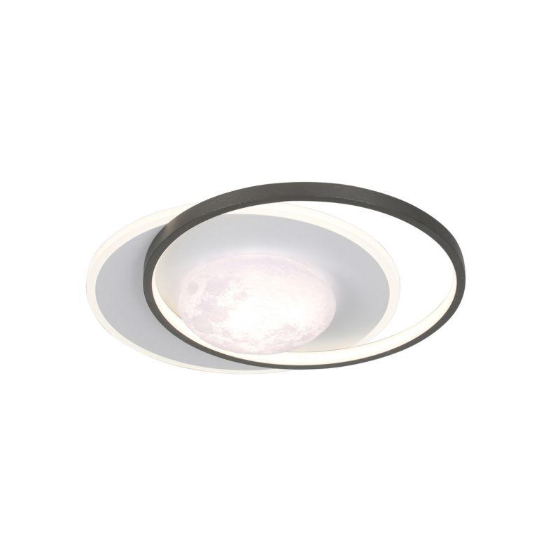 Plafon księżyc Italux Desulo czarny okrągły 36,9cm LED 30W Biały zmienny 3000-6000K 3900lm IP20 - 1 szt.