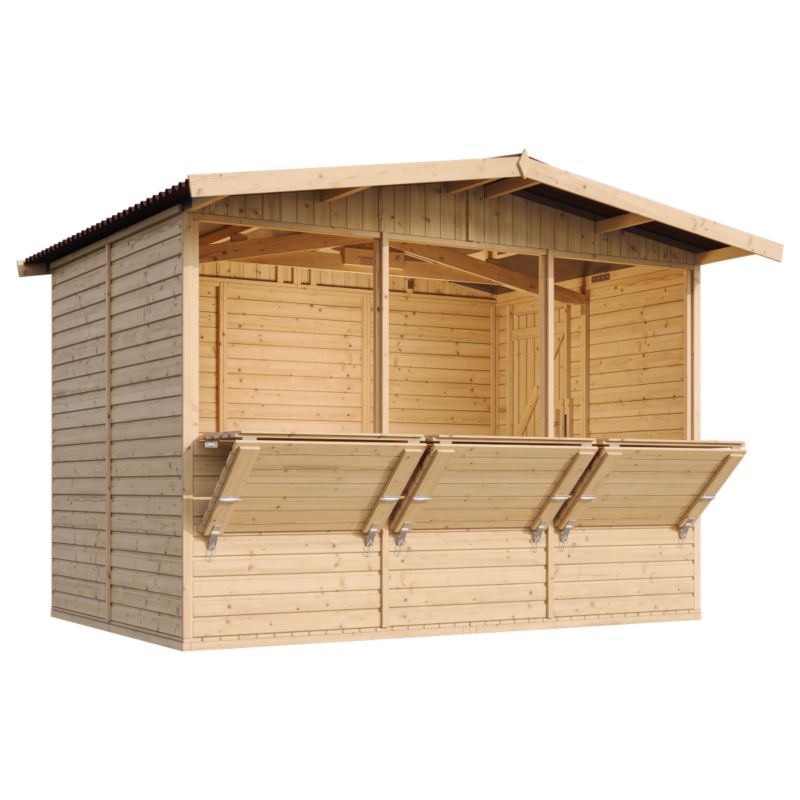Drewniany pawilon-kiosk ogrodowy Timbela M150A 6 m² drewno naturalne 3 okna 1 szt.