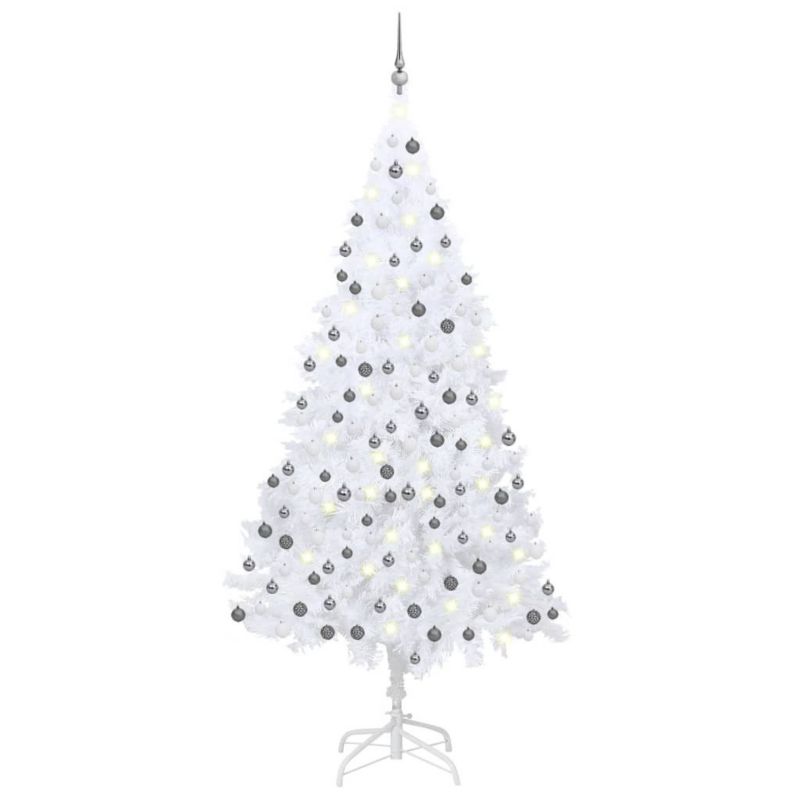 Choinka sztuczna VidaXL z LED i bombkami 210 cm biały 1 szt