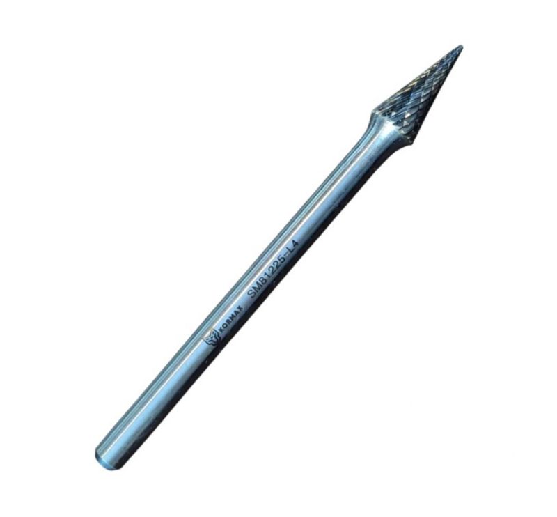 Frez pilnik obrotowy wydłużony stożkowy Kormax 12x25x125x8mm do metalu z węglika SKM (SM81225-L4) - 1 szt.