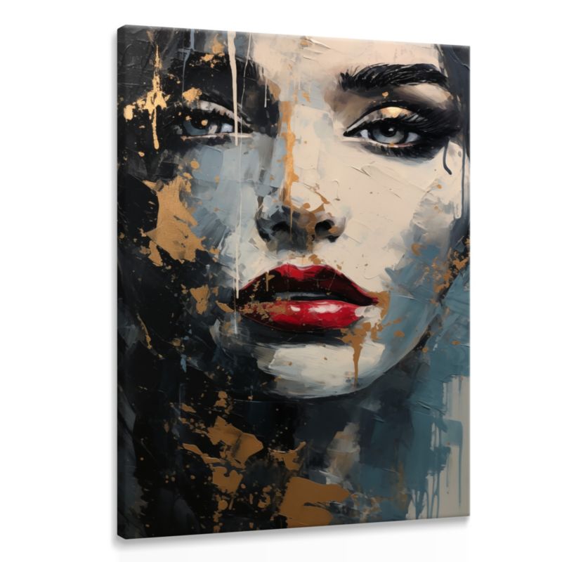 Obraz Muralo Zmysłowy Portret Kobiety Czerwone Usta 50x70 cm 1 szt.