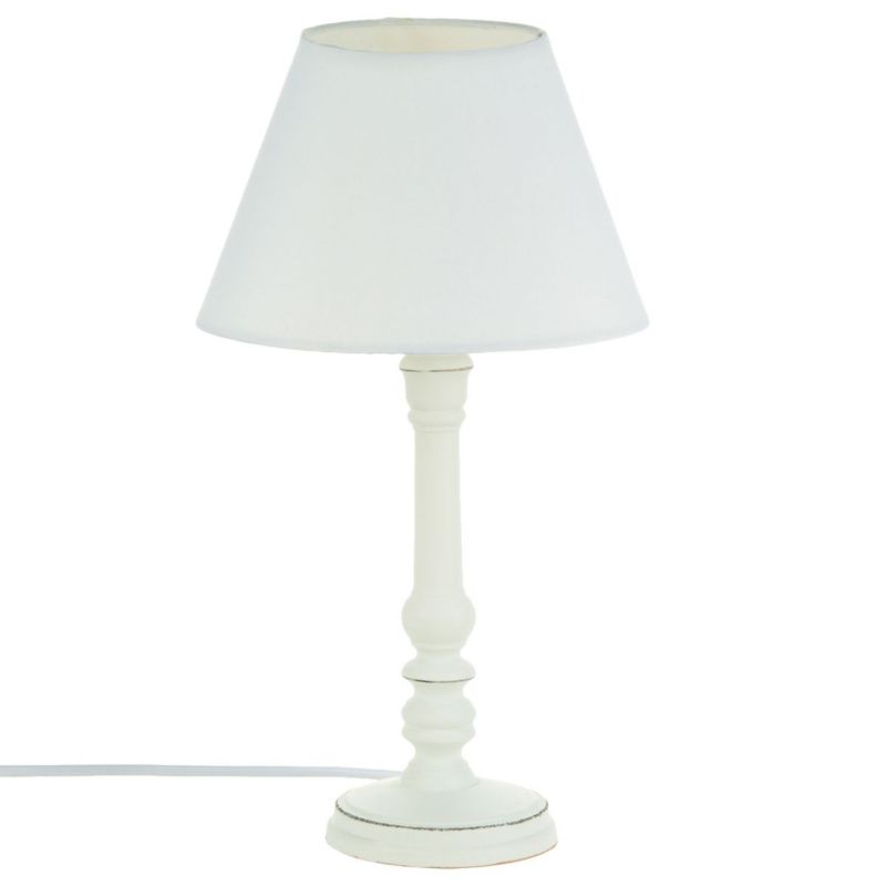Drewniana lampka nocna Leo Atmosphera biała 36 cm 1 szt.