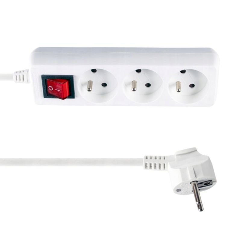 Przedłużacz Libox z Uziemieniem i Wyłącznikiem 3 Gniazda 5 m 2300W Biały 1 szt.