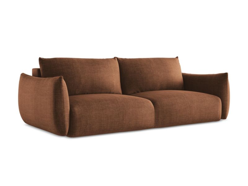 Kanapa 3-osobowa z funkcją spania LaMiaSofa SAVONA z tkaniny strukturalnej 230x105 cm terakota 1 szt.