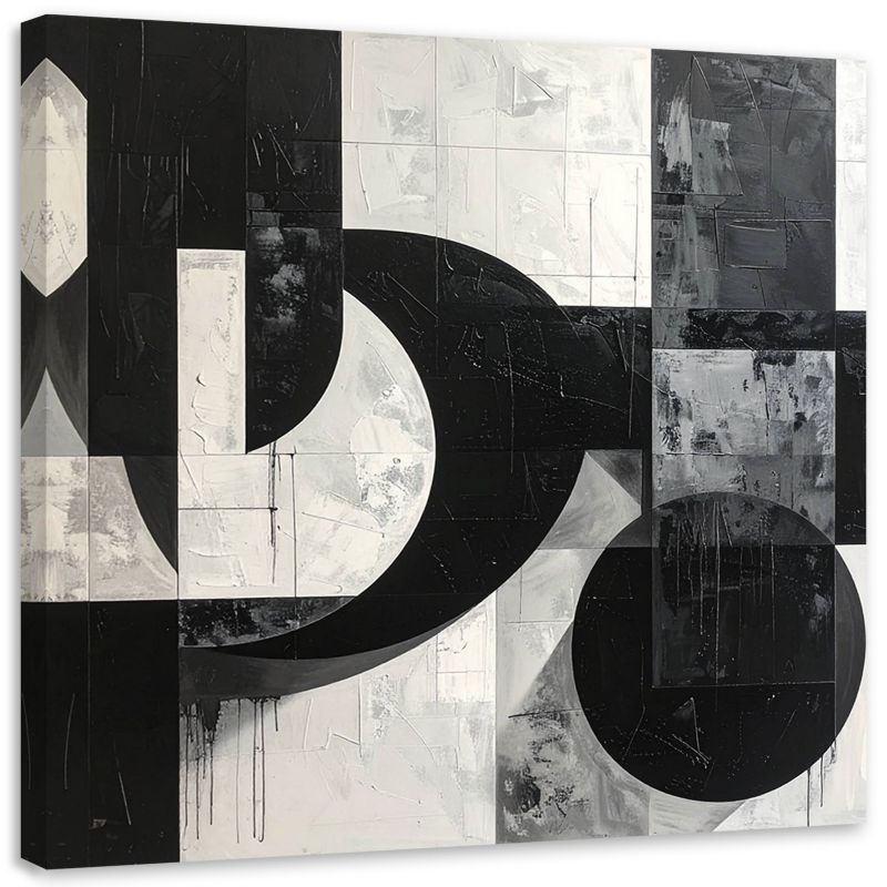 Obraz do salonu sypialni biura loftu Feeby Czarno biała geometryczna abstrakcja 60x60cm 1szt
