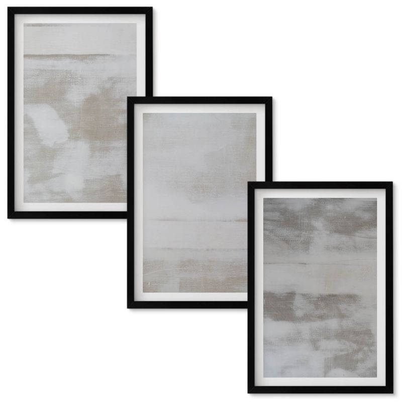 Tryptyk w Ramie Wallfluent Wytarte tekstury nowoczesny Czarna rama 40x60 cm 3 szt.