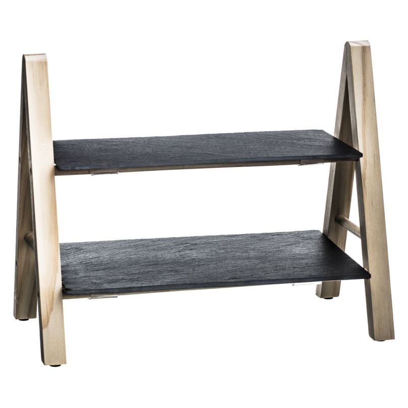 Patera dwupiętrowa na przekąski Secret de Gourmet szara 32 cm 1 szt. 1 kpl.