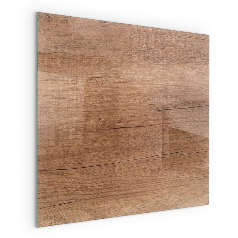Szklana Podkładka Pod Kominek Kwadrat Wallfluent 50x50 cm Naturalna faktura drewna 1 szt.
