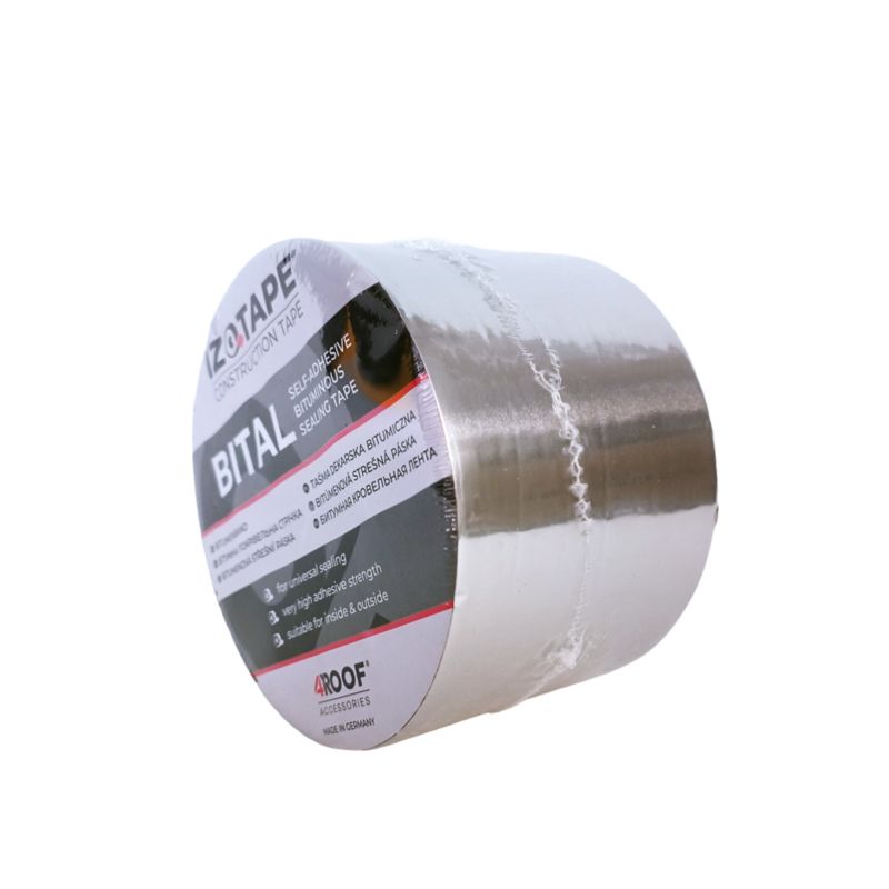 Taśma dekarska bitumiczna 4ROOF IZOTAPE BITAL 100mm 10mb kolor aluminiowy bardzo elastyczna uszczelniająca 1szt.