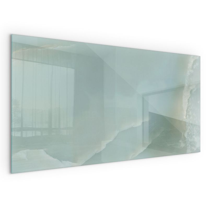 Szklana Podkładka Pod Kominek Prostokąt Wallfluent 140x70 cm Subtelny marmurowy motyw 1 szt.