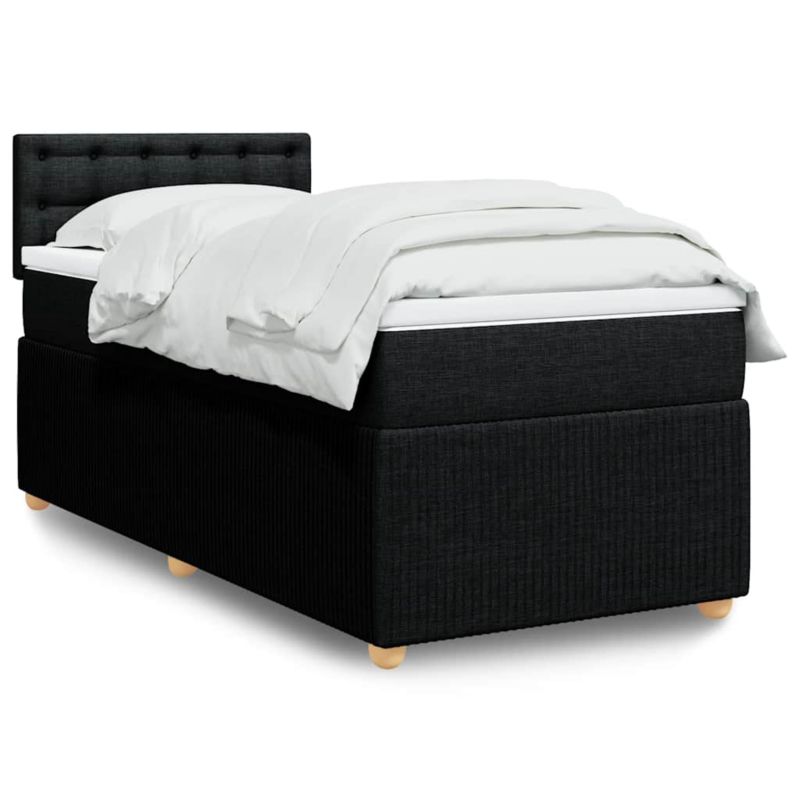 Łóżko z materacem WaszeMeble 90x190 cm Czarny tkanina WM-3287327 1 szt.