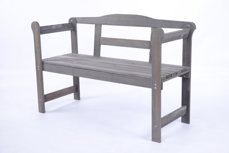 Ławka ogrodowa drewniana MODO24 z oparciem z pokrowcem czarnym dwuosobowa 78 x 118 x 46 cm impregnowana szara 1 szt.