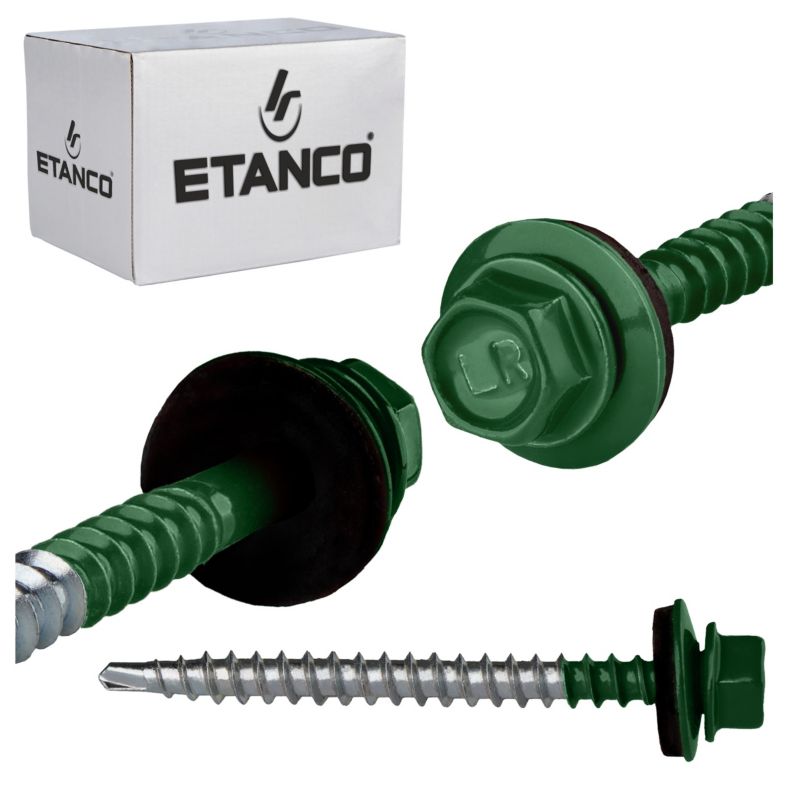 Wkręty farmerskie Etanco GTF2 Z14 4,8x60 mm RAL 6005 samowiercące 100szt