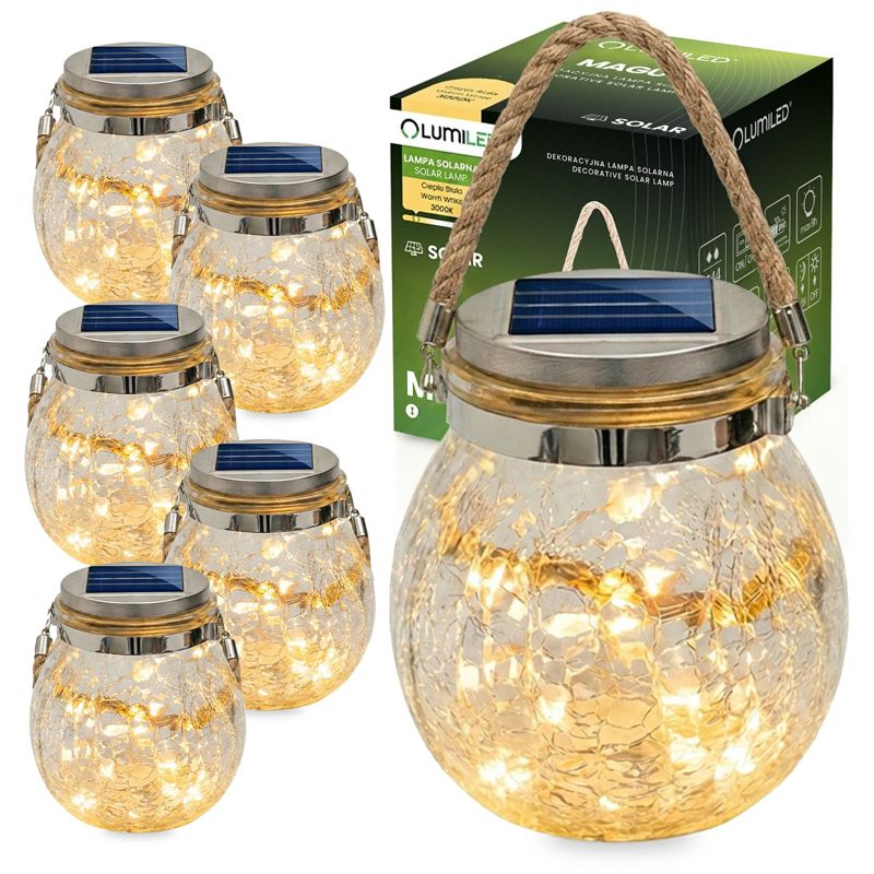 Lampa Solarna Lumiled Ogrodowa LED 3000K Latarenka Lampion na Baterie Kula Szklana Słoik 6 szt.