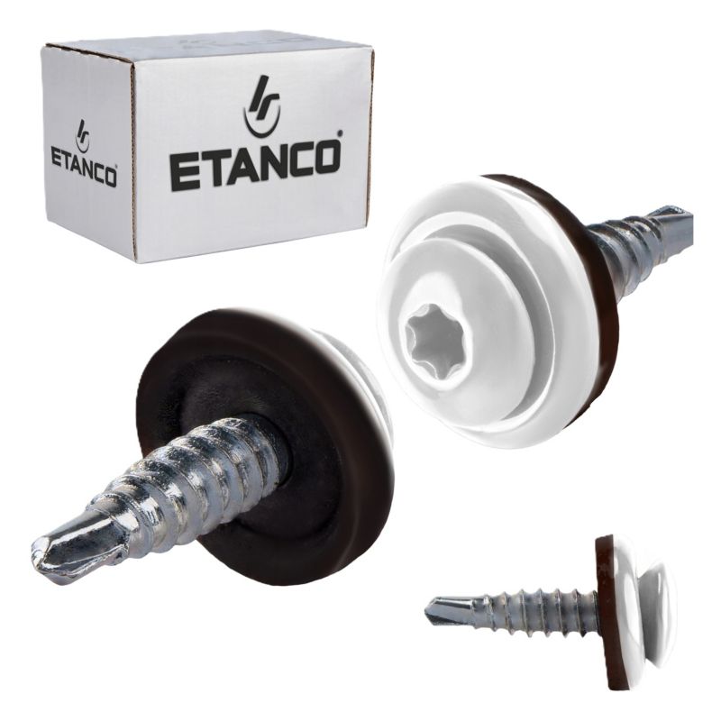Wkręty farmerskie Etanco GTF02P 4,8x20 mm RAL 9010 samowiercące 250szt