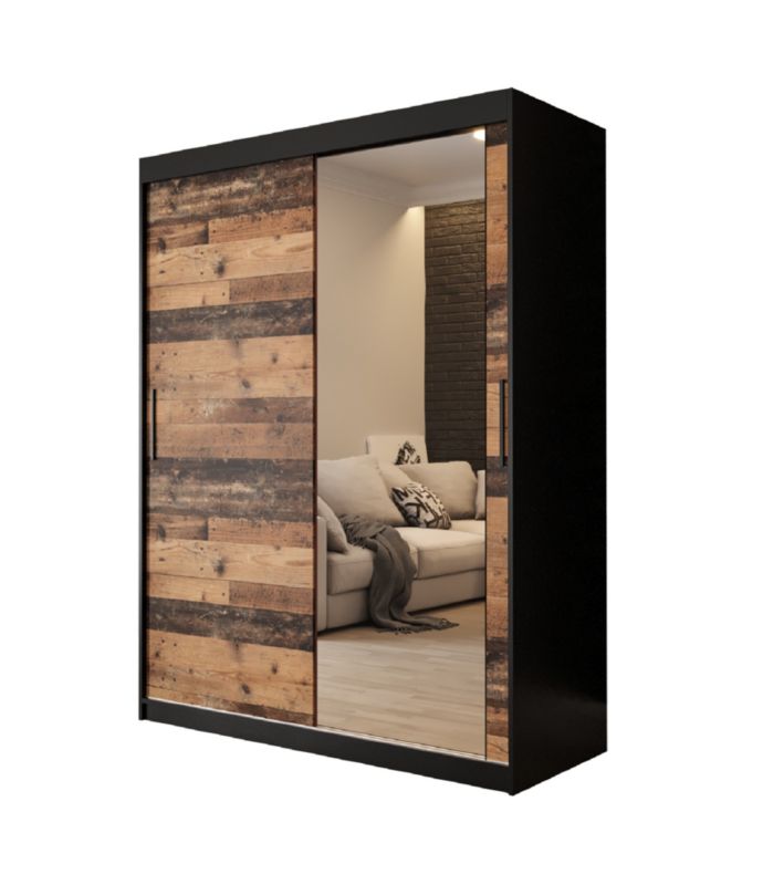 Szafa przesuwna Abiks Old Style T2 150 czarny + Abiks Old style 1 szt.