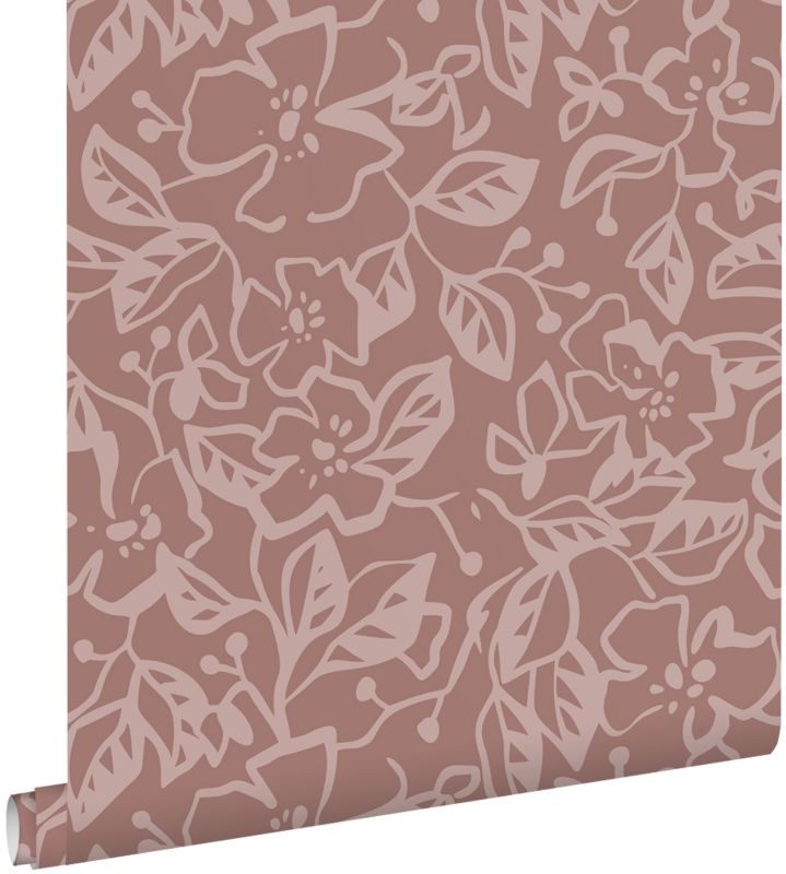 Tapeta ESTAhome liście i kwiaty fioletowego mauve 50 x 900 cm - 1 rol.