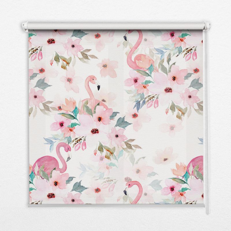 Roleta Do Okien Tulup 60x140 cm Flamingi Wśród Kwiatów Montaż do ściany/sufitu 1 szt.