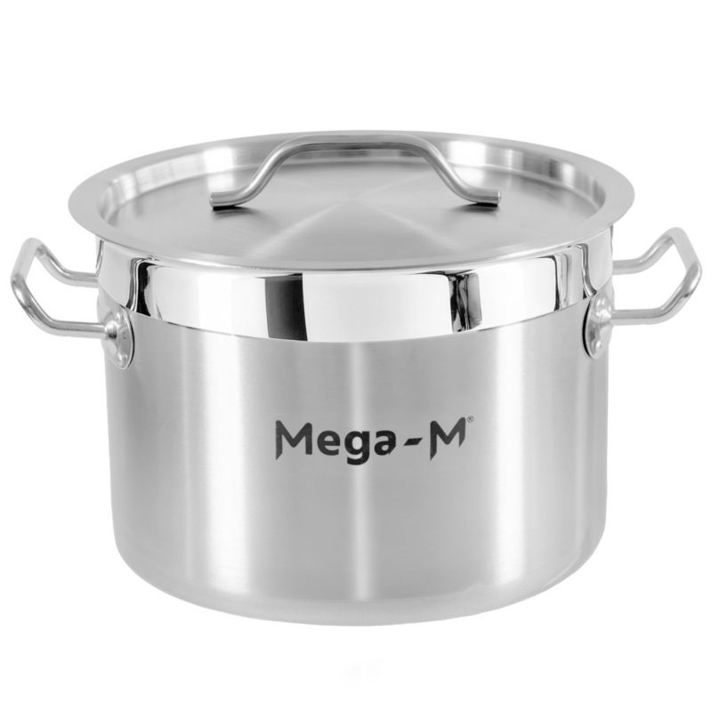 Garnek Mega-M PRO gastronomiczny średni ze stali nierdzewnej z pokrywką 14l 30x20 cm 1szt.