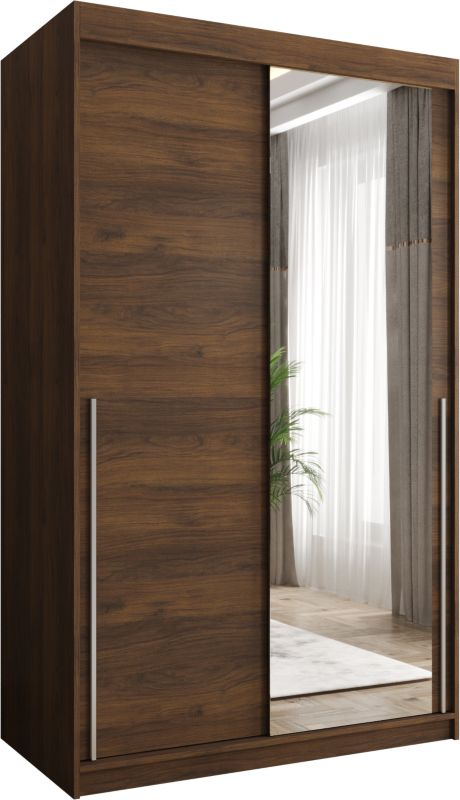 Szafa przesuwna z lustrem Garderoba SIMA T2 120 orzech + u. srebrny 1 szt.